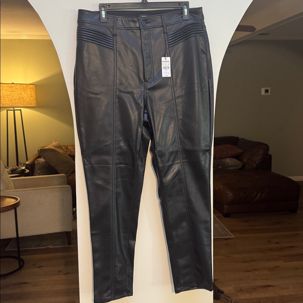 NWT EXPRESS Black Faux Leather Pants Size 14